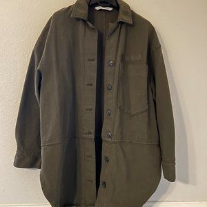 ZARA Oversized Dark Green Denim Shacket